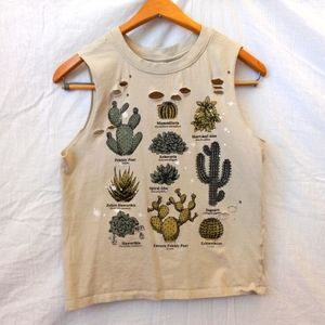 Vibe N' cactus and succulent sleeveless tee, size small